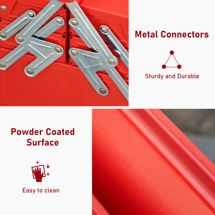 MCL Metal Tool Box 3 Tier 5 Tray Professional Portable Storage Cabinet Workshop Cantilever Toolbox with Carry Handle, 56cmx20cmx34cm, Red