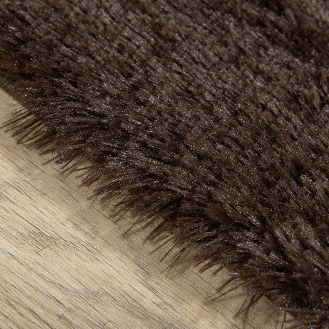 HOMCOM Brown Fluffy Rug, Shaggy Area Rugs Carpet for Living Room, Bedroom, Dining Room, 90x150 cm