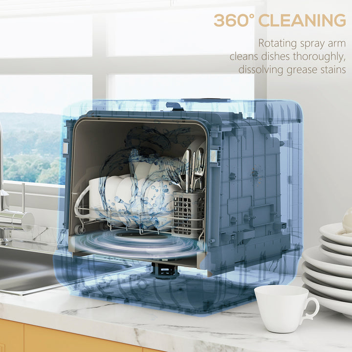 6L Five-Mode Tabletop Dishwasher - Black