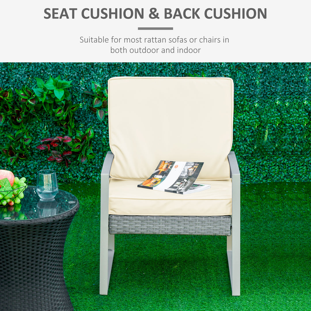 Outsunny Set of 2 Garden Seat and Back Cushion Set, Replacement Cushions for Outdoor Furniture with Seat Cushion and Back Cushion, Cream White