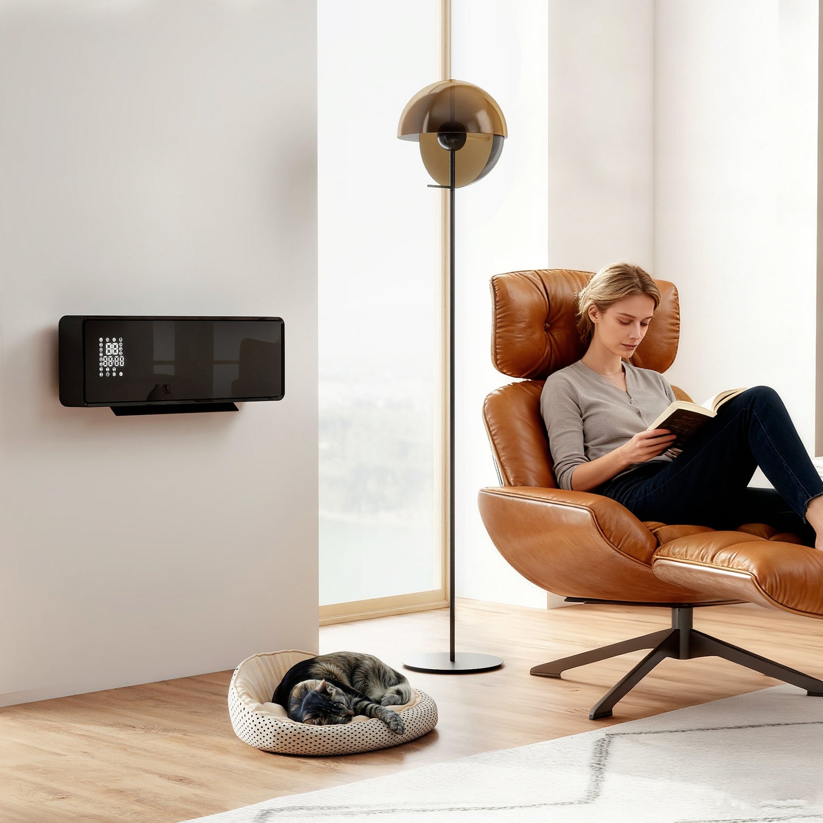 2000W Ceramic Electric Heater with Fan, Adjustable Thermostat, Wall Mo