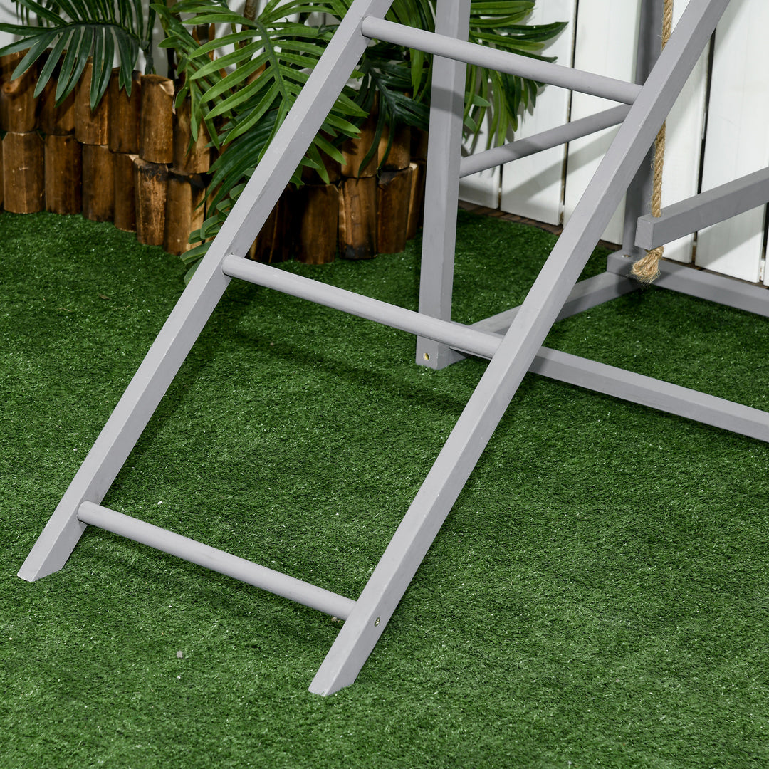 Chicken Activity Play with Swing Set for 3-4 Chickens, Wooden Chicken Coop, Grey