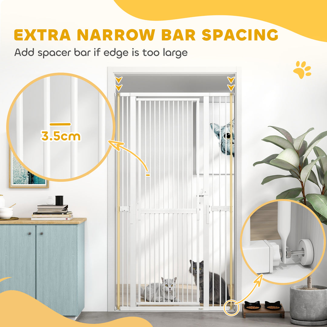 180cm Extra Tall Pet Gate with 3.5 cm Narrow Gap, Pressure Mounted No Drilling Cat Gate for Doorways, 76-104cm Width