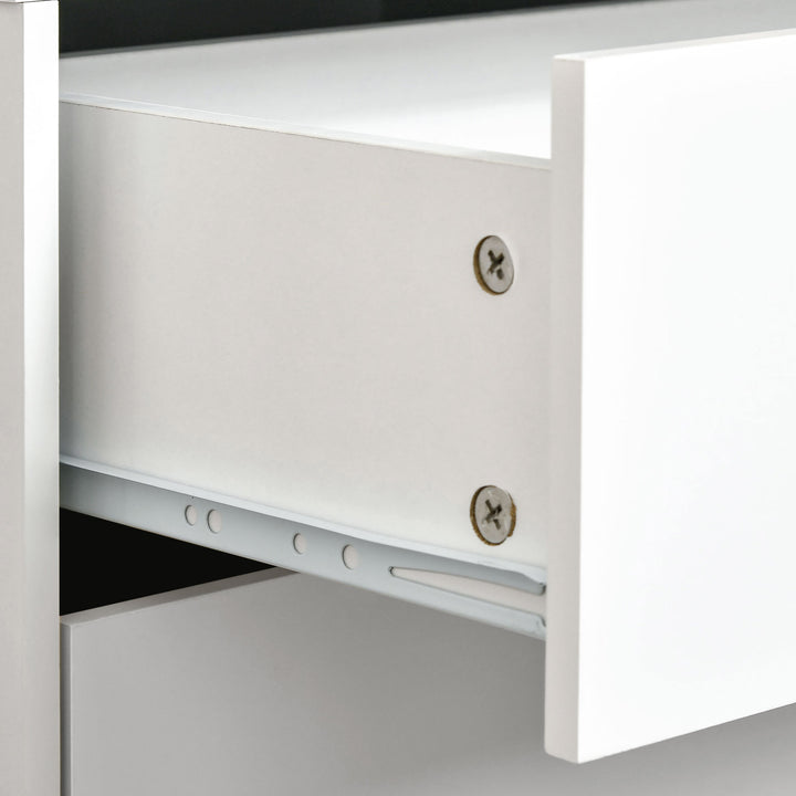 Bedside Table, Bedside Cabinet with 2 Drawers, Side End Table with Pine Wood Legs for Bedroom Living Room, White