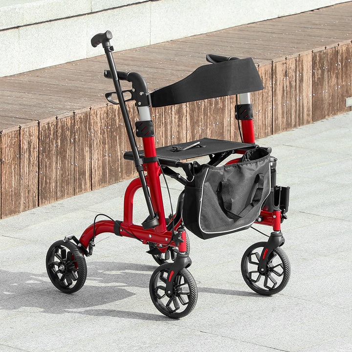 Lightweight Walking Frame, Folding Rollator Walker with Seat and Backr