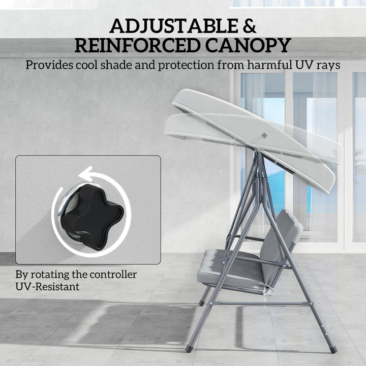 Three-Seater Garden Swing Seat - Light Grey