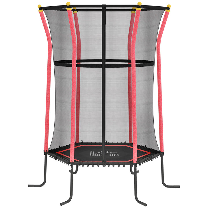 Kids Trampoline Mini Bouncer with Enclosure Safety Net For Ages 3-10 Years - Red