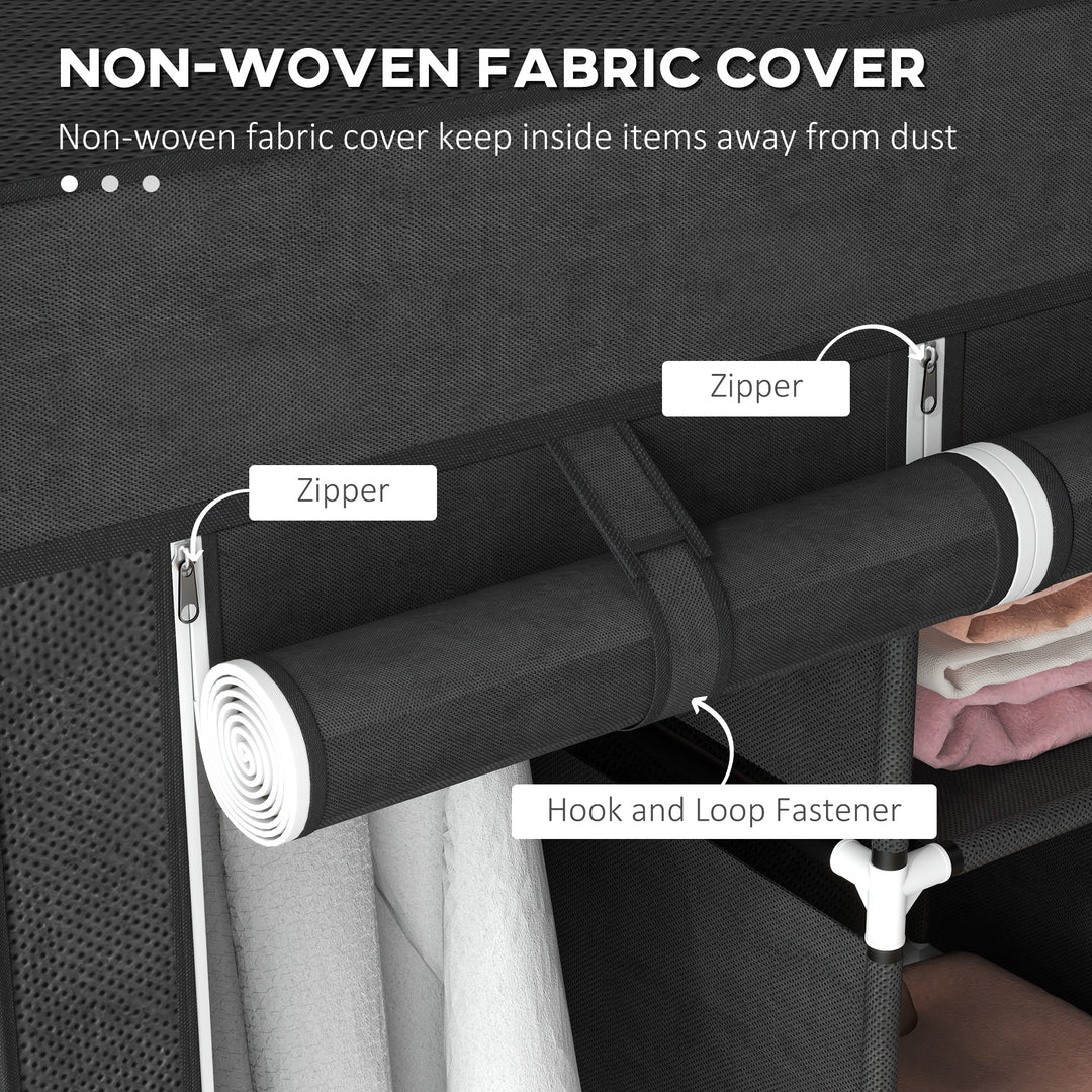 Foldable Fabric Wardrobe for Bedroom, Portable Wardrobe with 5 Shelves