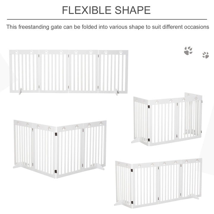 Wooden Pet Gate Foldable Freestanding Dog Safety Barrier w/ Support Feet