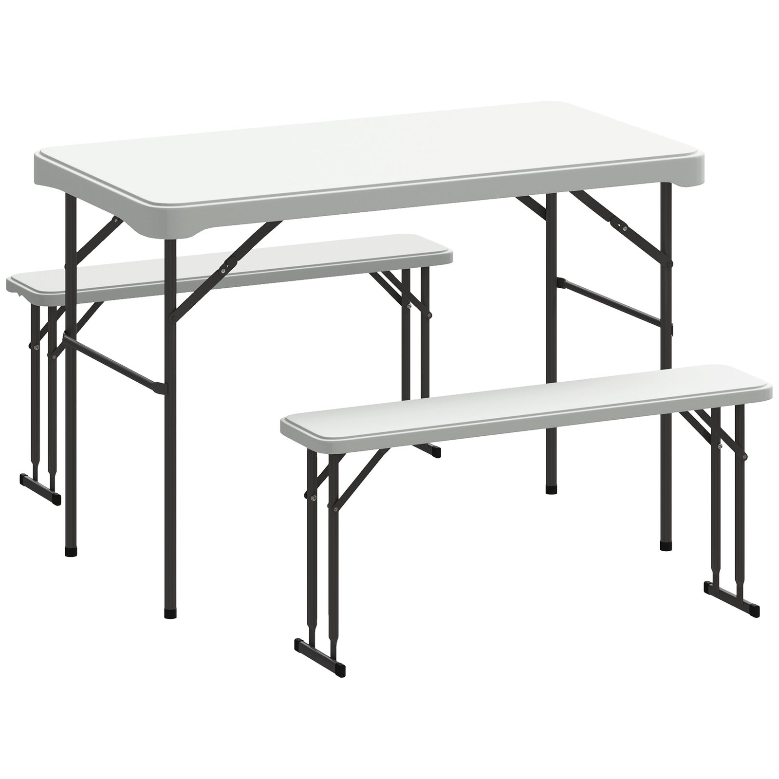 Three-Piece Folding Picnic Table and Bench Set - Light Grey