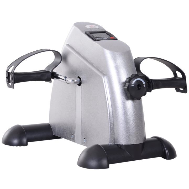 HOMCOM Mini Exercise Bike: LCD Display, Compact Fitness Equipment, Metallic Silver | Aosom UK