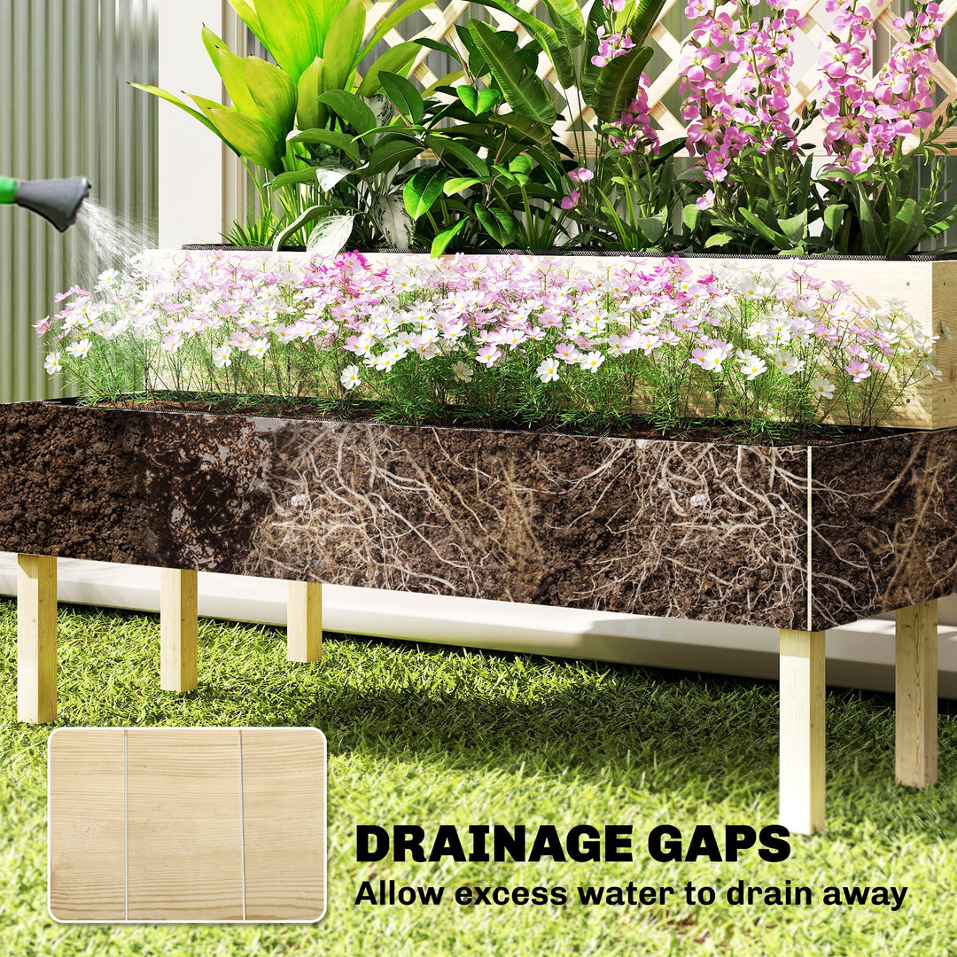 Raised Garden Bed 2-Tier Stepped Design Planter Box with Trellis for C