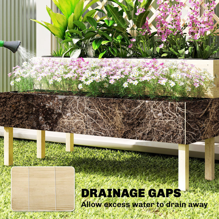 Raised Garden Bed 2-Tier Stepped Design Planter Box with Trellis for C