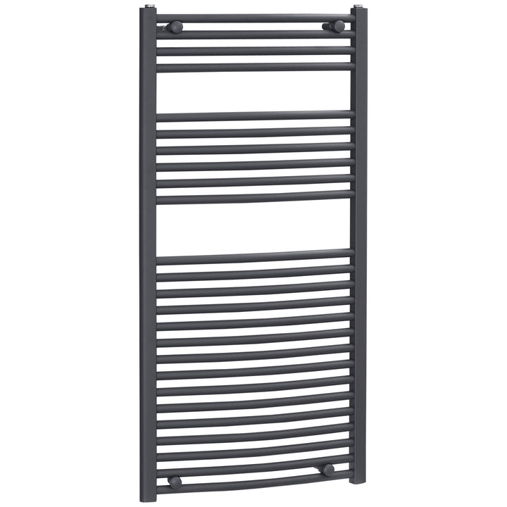 Curved Heated Towel Rail, Hydronic Bathroom Ladder Radiator Towel Warmer For Central Heating 600mm x 1200mm, Grey