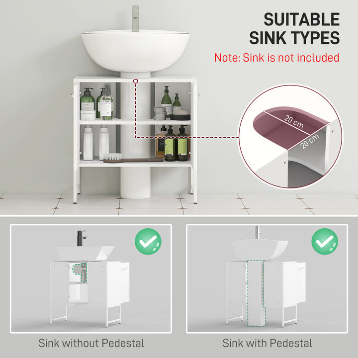 Bathroom Vanity Unit, Under Sink Storage Cabinet with Soft-Close Doors for Basin without or with Pedestal, White