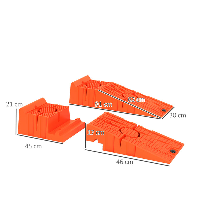 2 Pieces Car Ramps Heavy Duty 2.5 Ton Motorhome Levelling Ramps, Plastic Garage Workshop Car Lift, Portable Automotive Vehicle Campervan Car Ramp, Orange