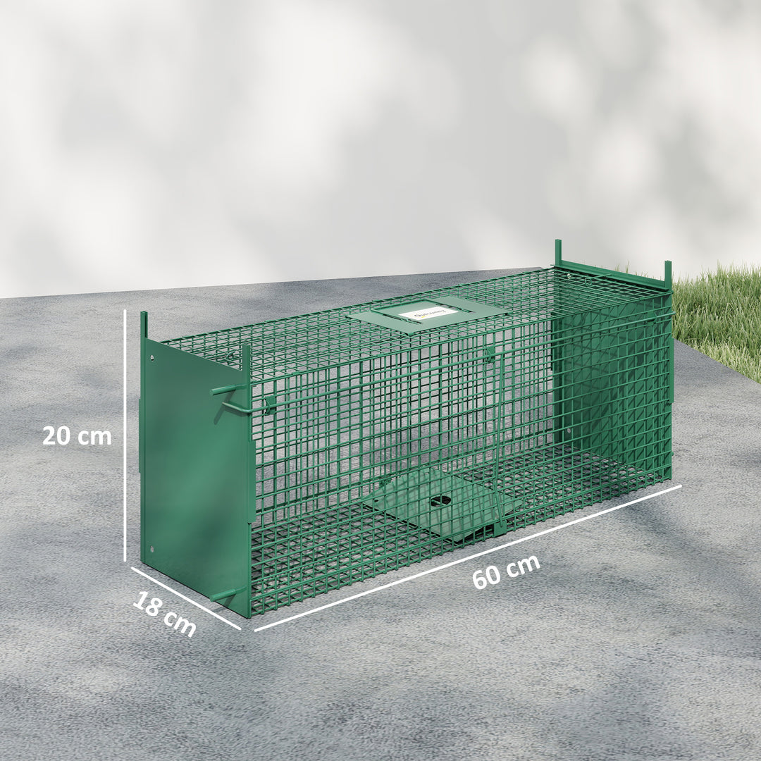 MCL Humane Rat Trap, Squirrel Trap with Double Doors, Live Cage Mousetrap for Indoors & Outdoors, Catch and Release Mice, Rats, Rodents, 60 x 18 x 20 cm, Green