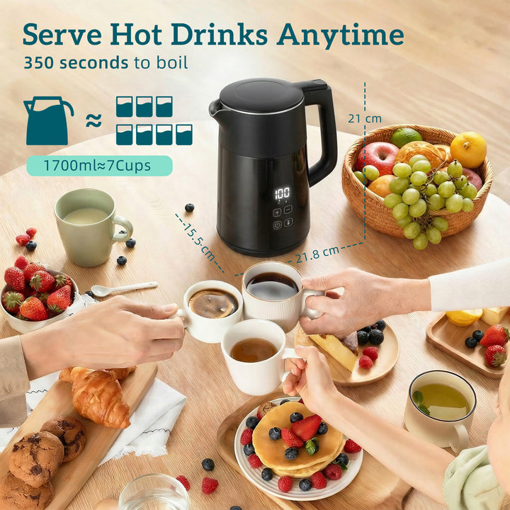 Electric Kettle, 1.7L Fast Boil 3kW Water Kettle with UK Strix Thermos