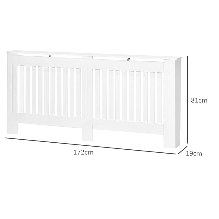 Slatted Radiator Cover Painted Cabinet MDF Lined Grill in White (172L x 19W x 81H cm)