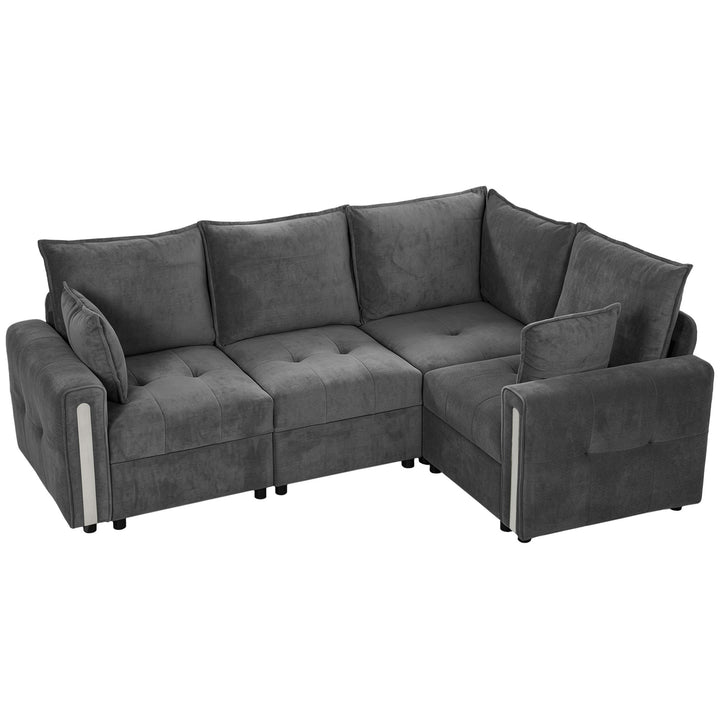 228cm L Shaped Sofa with Lift-Up Storage, 3-Seater Sectional Sofa