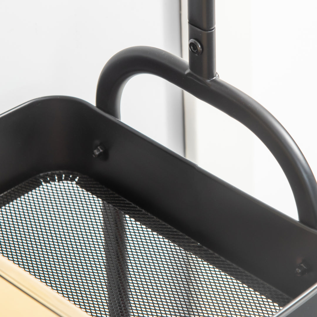 MCL Metal Clothes Rack with Shoe Storage, Clothing Rail on Wheels, Freestanding Hall Tree, Coat Stand with 2 Storage Shelf, Black