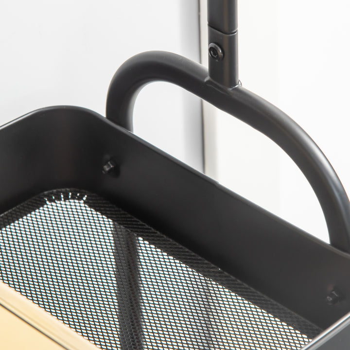 MCL Metal Clothes Rack with Shoe Storage, Clothing Rail on Wheels, Freestanding Hall Tree, Coat Stand with 2 Storage Shelf, Black