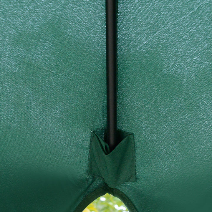 2.7m Patio Parasol Garden Umbrellas Outdoor Sun Shade Table Umbrella with Tilt, Crank, 8 Ribs, Ruffles, Green