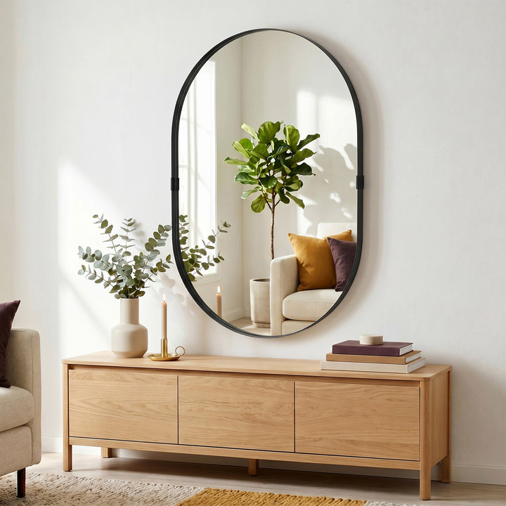 Wall Mirror, Bathroom Mirror with Elevated Aluminium Alloy Frame, 60 x