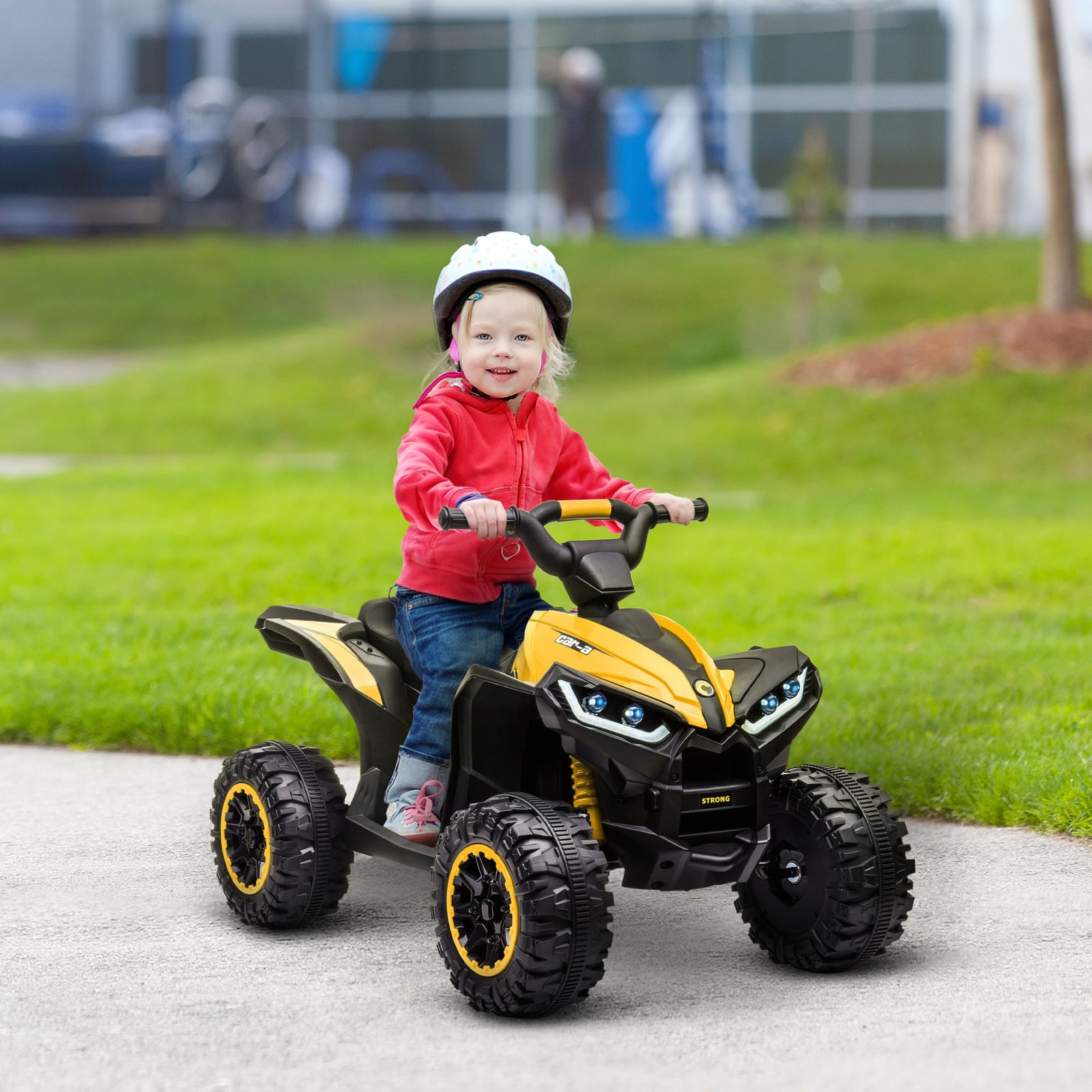 12V Ride-On Quad Bike w/ Music, Horn, for Ages 3+ Years - Yellow