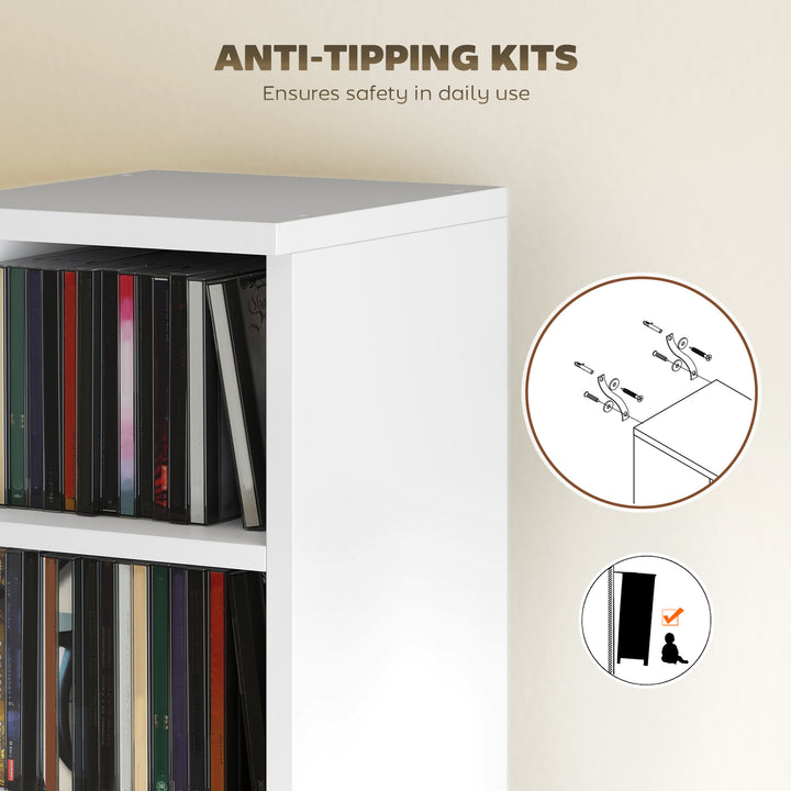 Set of 2 CD Media Display Shelf Unit Tower Rack with Adjustable Shelve