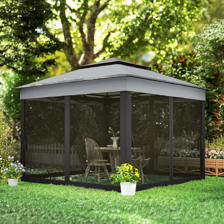 3 x 3(m) Pop Up Gazebo, Height Adjustable Instant Event Shelter with Netting and Carrying Bag, Grey