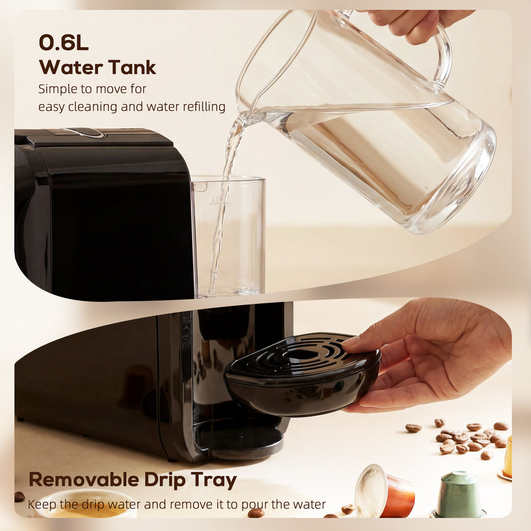 Pod Coffee Machine for Nespresso, Dolce Gusto Capsule &amp; Ground Coffee,