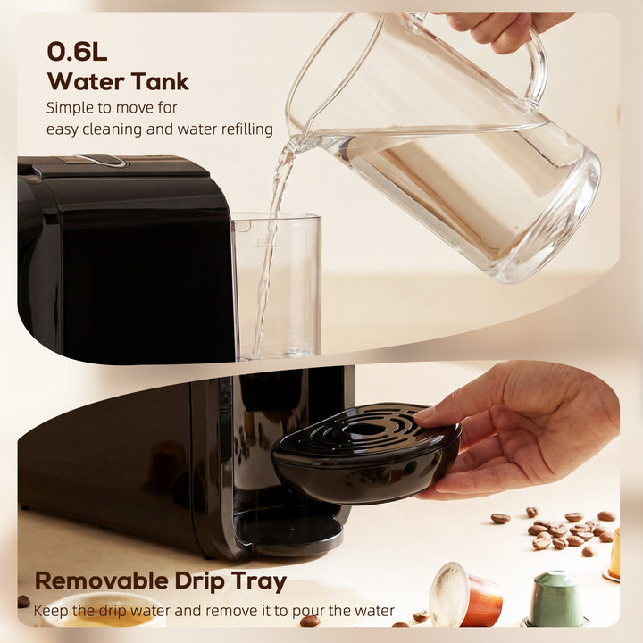 Pod Coffee Machine for Nespresso, Dolce Gusto Capsule &amp; Ground Coffee,