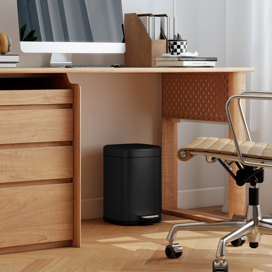 12L Modern Boxy Metal Home Kitchen Bin - Black
