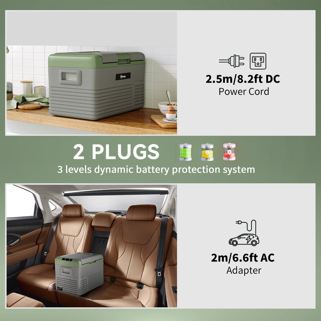 40L Portable Car Refrigerator - Light Green and Grey
