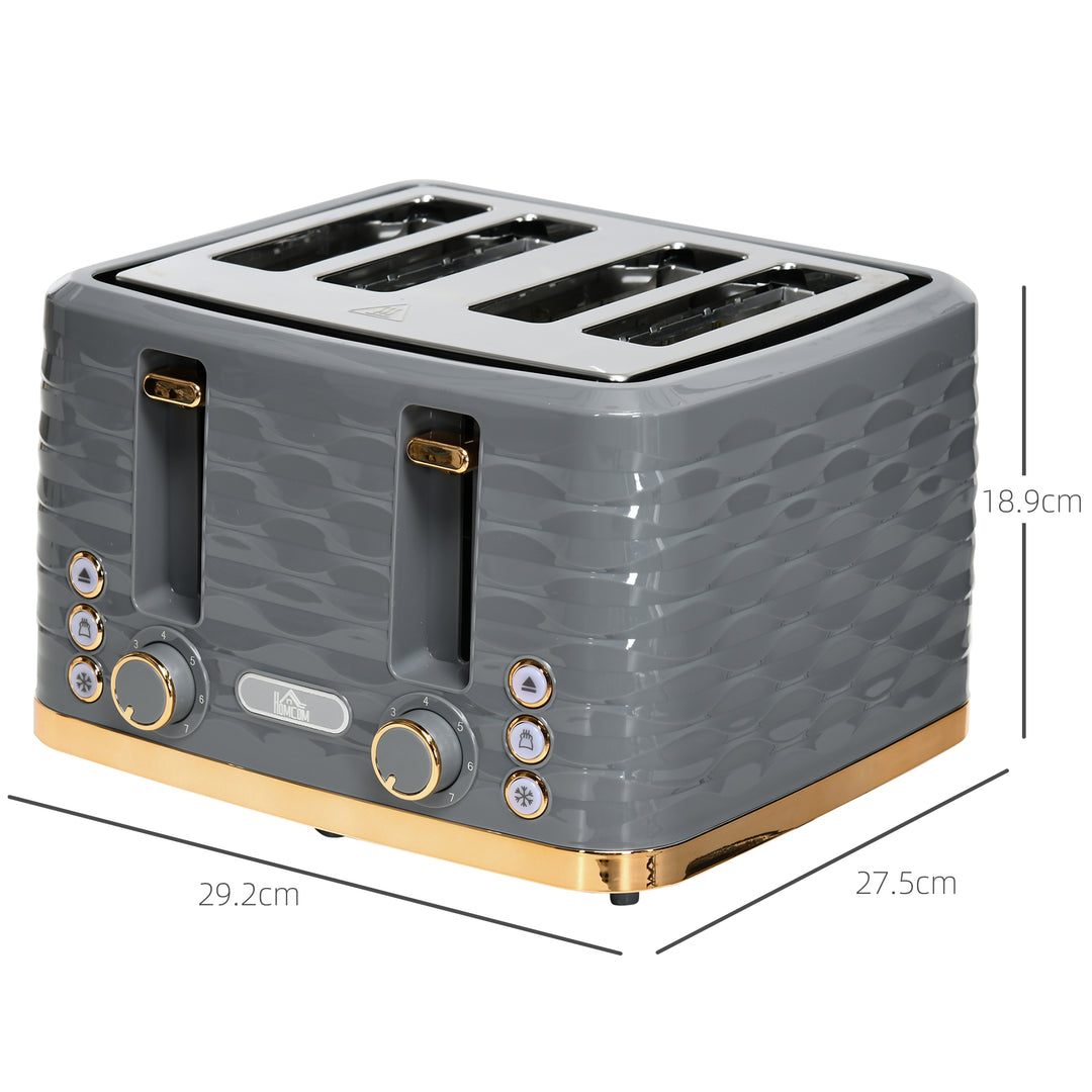 Four-Slice Rippled Toaster - Grey