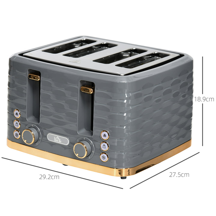 Four-Slice Rippled Toaster - Grey