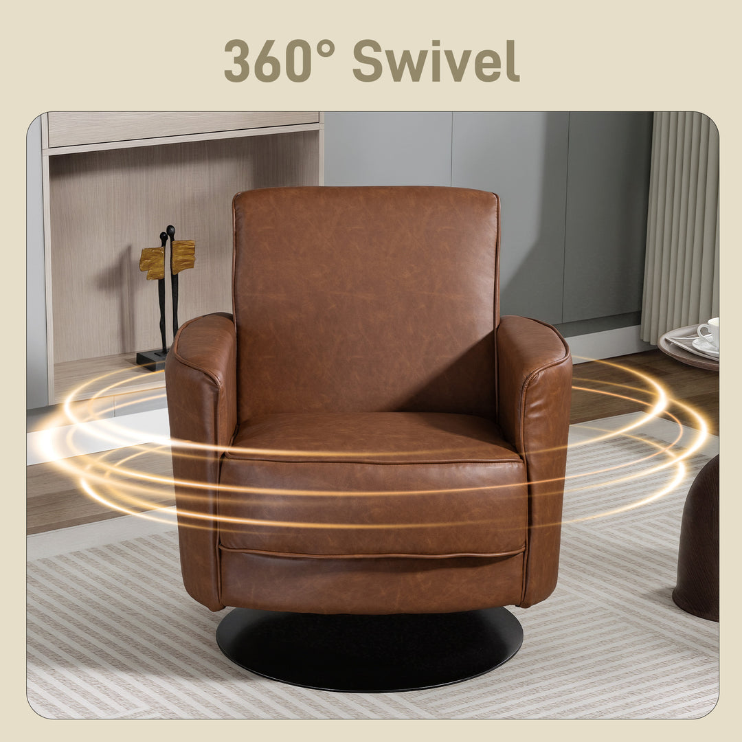 Upholstered Swivel Accent Chair with Thick Padding
