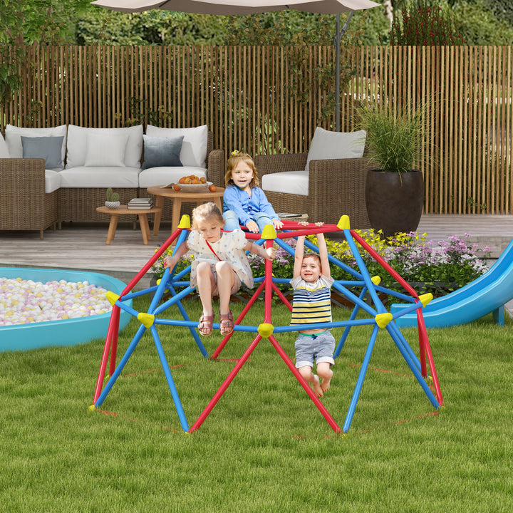 Outsunny 6 FT Toddler Climbing Frame Outdoor with Rust and UV-Resistant Steel for 1-4 Kids Ages 3-8 Years Old