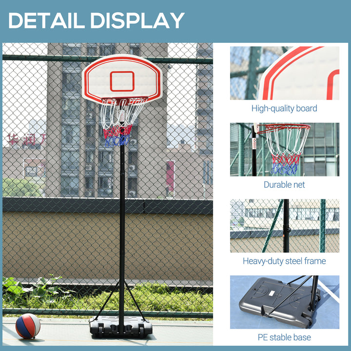 MCL Portable Basketball Stand 175-215cm Adjustable Height Sturdy Rim Hoop w/ Large Wheels Stable Base Net Free Standing