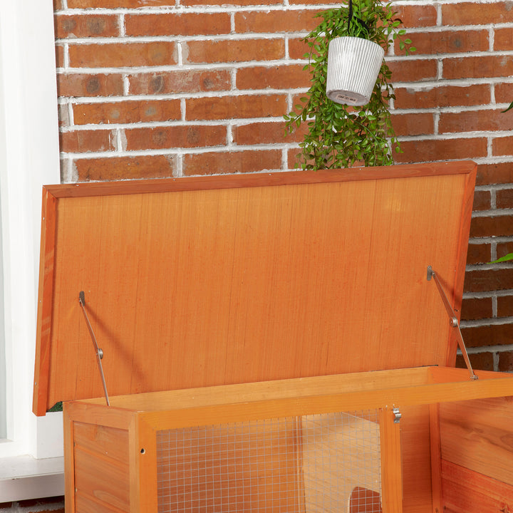 MCL Two-Tier Rabbit Hutch, Wooden Outdoor Pet Cage, with Opening Top