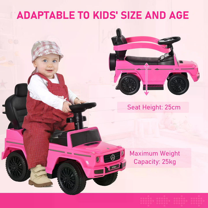 HOMCOM Mercedes-Benz G350 Push Car: Toddler Foot-to-Floor Slider with Steering Wheel, Pink