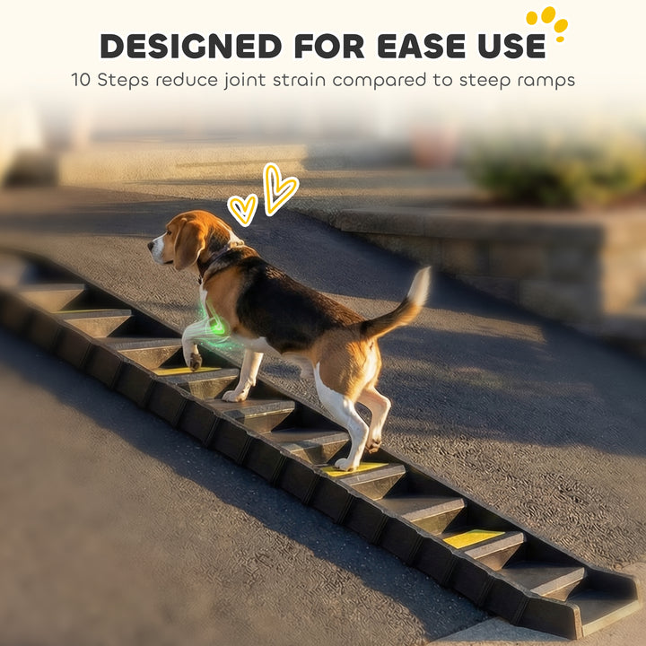 Dog Car Ramp with Anti-Slip Steps, 10-Steps Pet Stairs for Pets to Acc