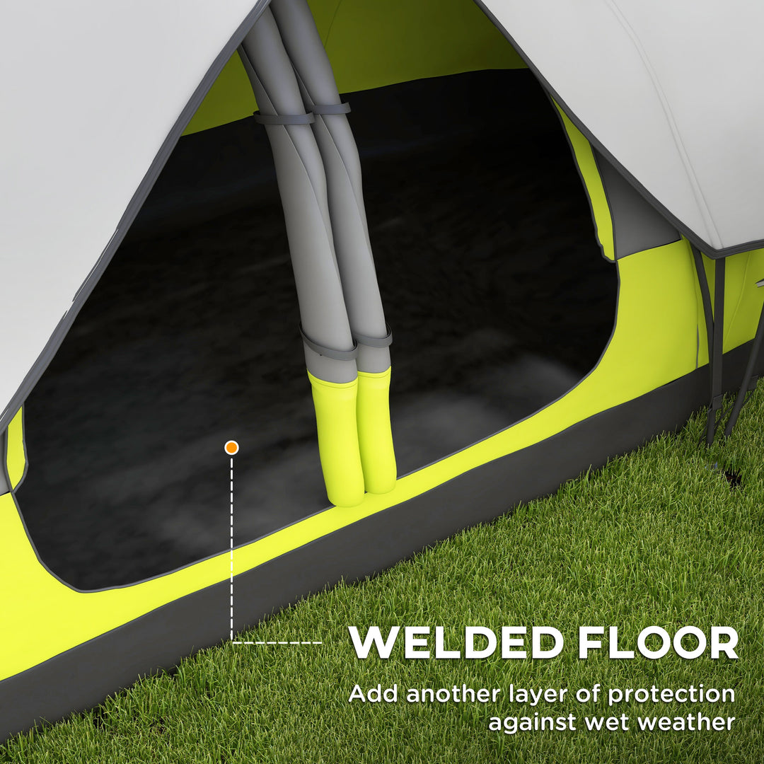 Camping Tent for 6-8 Man with 2000mm Waterproof Rainfly and Carry Bag for Fishing Hiking Festival, Yellow