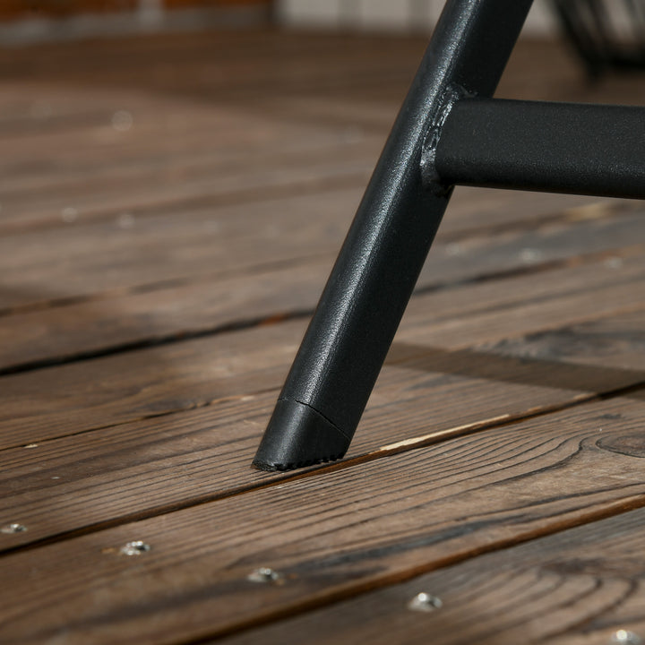 MCL Folding Outdoor Dining Table for 6, Rectangle Garden Table Tempered Glass Top with Parasol Hole Garden Lawn Backyard, 110 x 70 x 70 cm