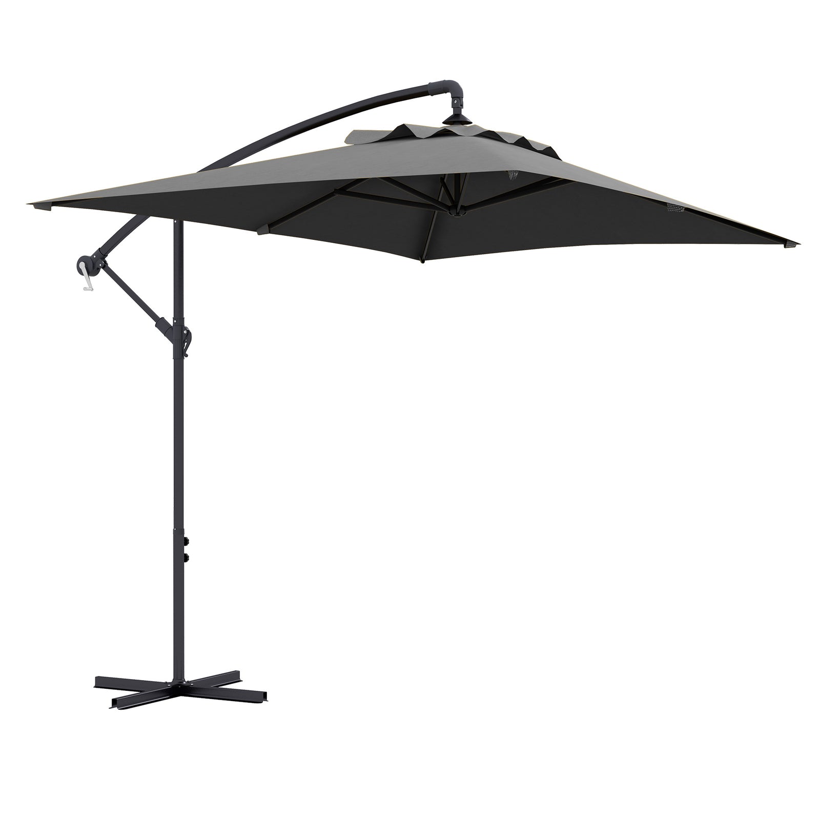 3(m) Cantilever Overhanging Parasol, with Cross Base - Grey