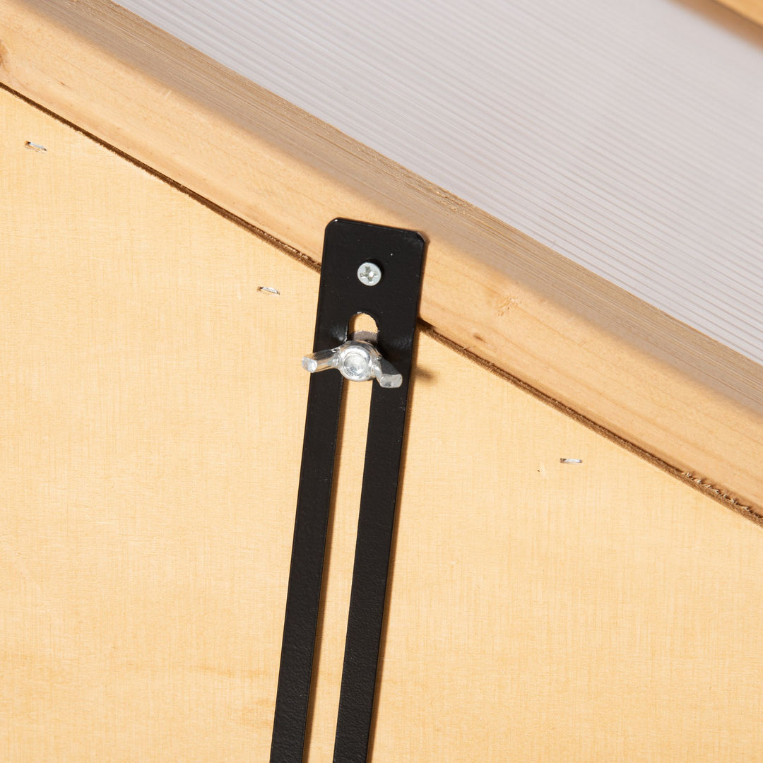 MCL Wooden Cold Frame Polycarbonate Greenhouse with Openable Top Cover and Double Door, Grow House for Flower, Vegetable and Plants, 70 x 50 x 120cm, Grey