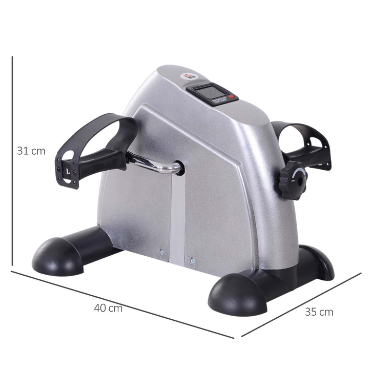Mini Exercise Bike, Portable Pedal Exerciser, Under Desk Bike with LCD Display for Legs and Arms Training, Silver Tone