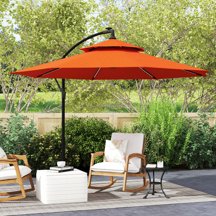 3m LED Light Overhanging Parasol - Orange