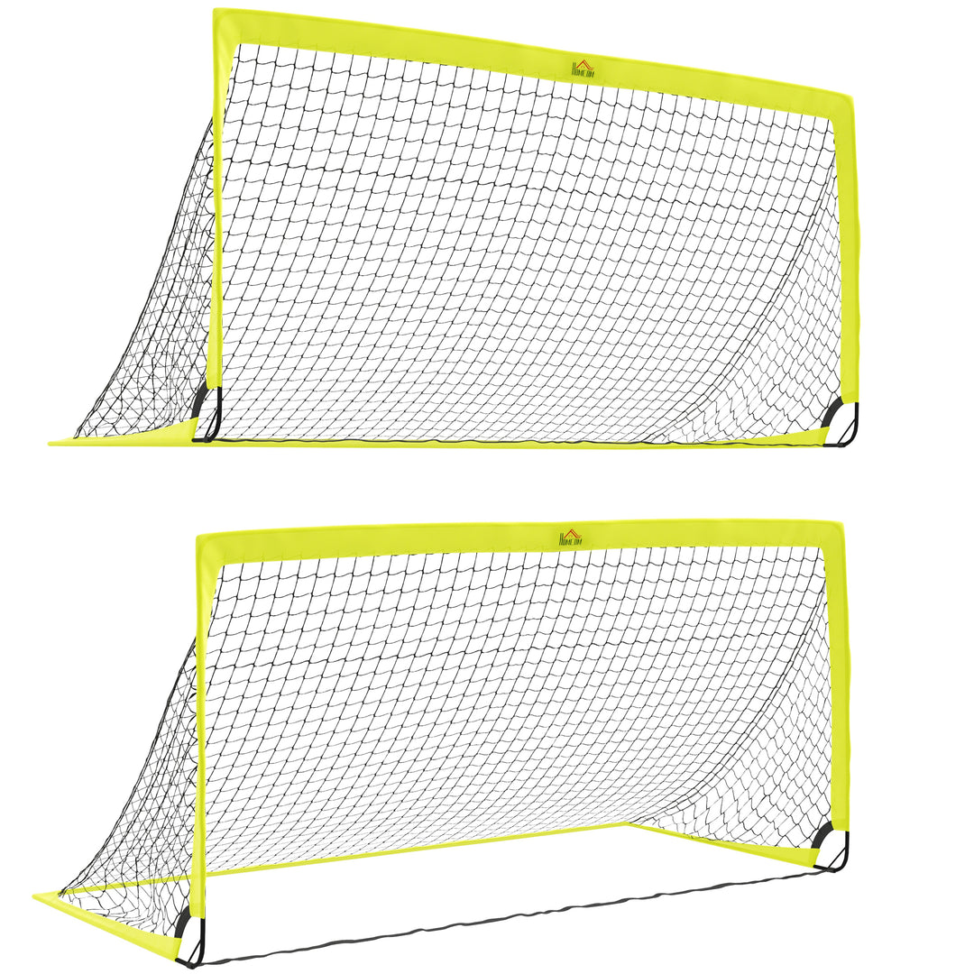 Two Football Goal Nets, Foldable Outdoor Sport Training Equipment, for Teens, Adults, with Carrying Bag, Yellow